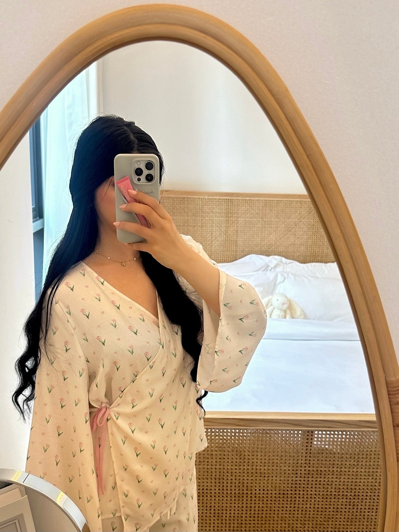 Floral wrap kimono set