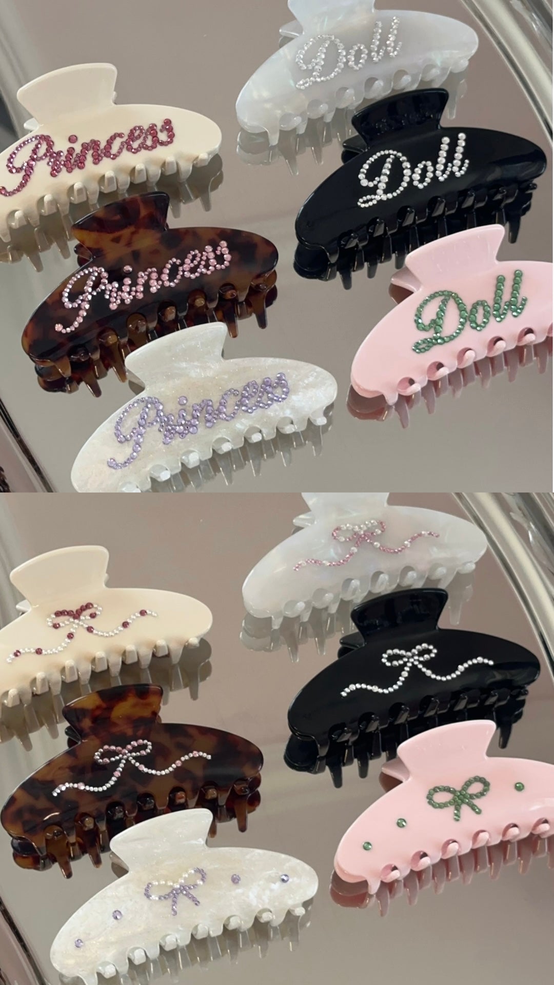 Double-sided sparkle claw clips